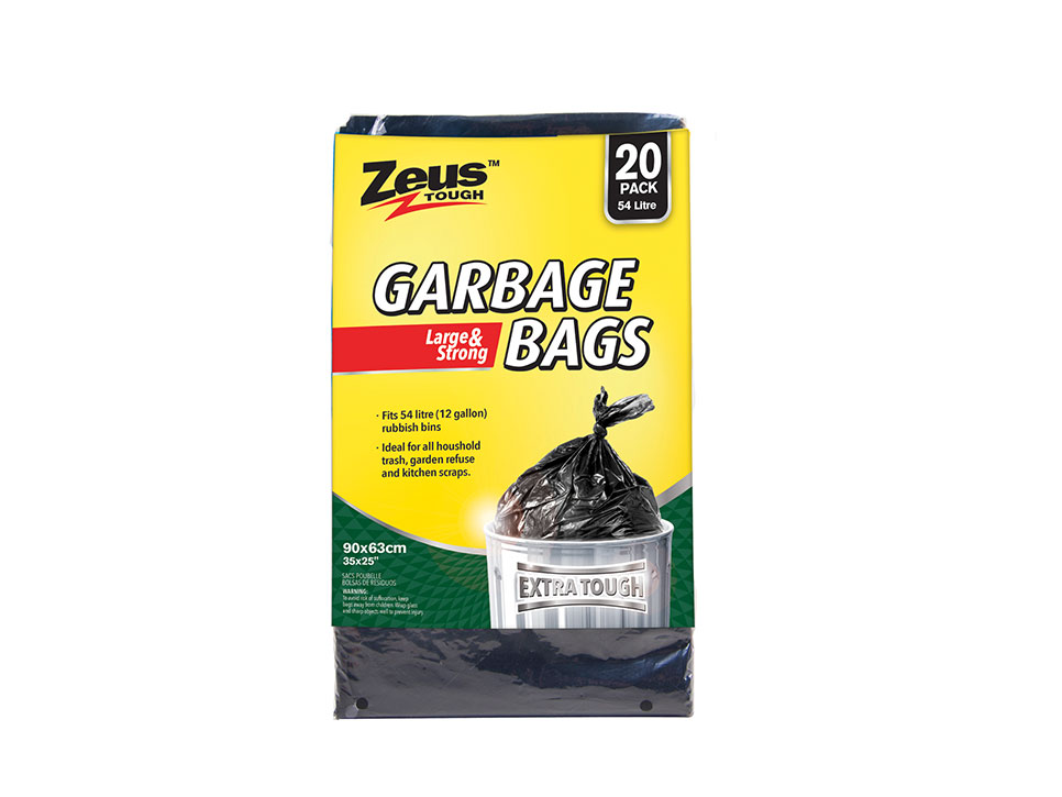 garbage bags black 54L 20pk Shiploads