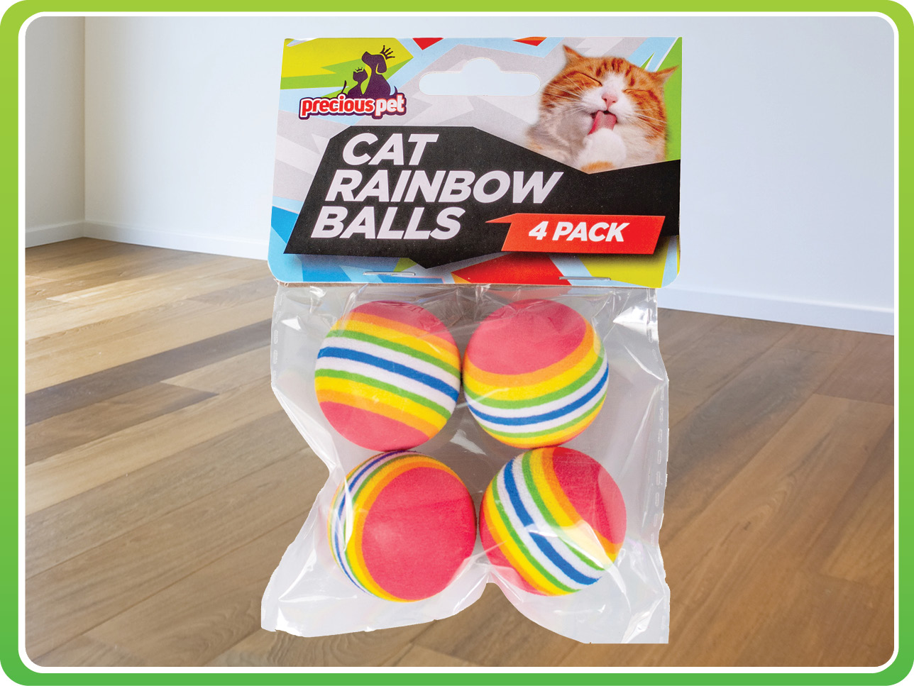 Cat Toy Balls Rainbow Pk4 – Shiploads